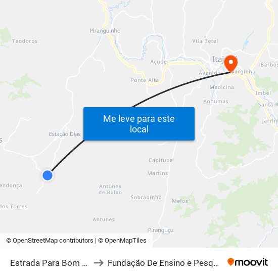 Estrada Para Bom Sucesso, Norte to Fundação De Ensino e Pesquisa De Itajubá (FEPI) map