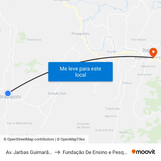 Av. Jarbas Guimarães Netto, 2300 to Fundação De Ensino e Pesquisa De Itajubá (FEPI) map