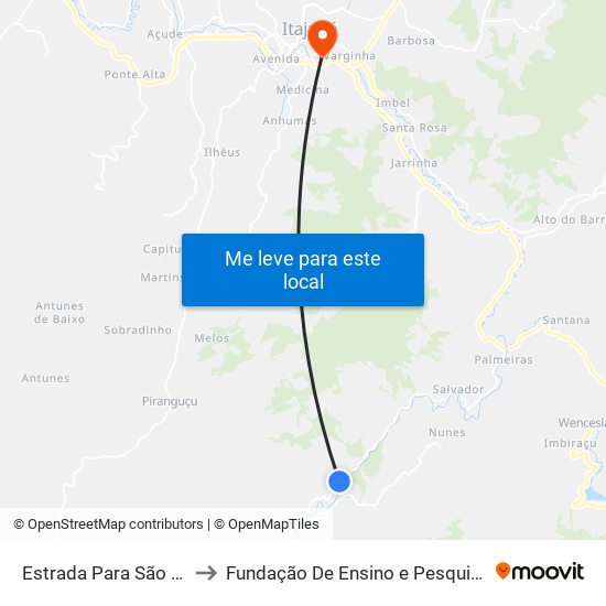 Estrada Para São Bernardo, Sul to Fundação De Ensino e Pesquisa De Itajubá (FEPI) map