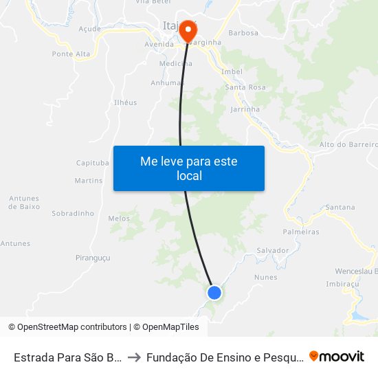 Estrada Para São Bernardo, Norte to Fundação De Ensino e Pesquisa De Itajubá (FEPI) map