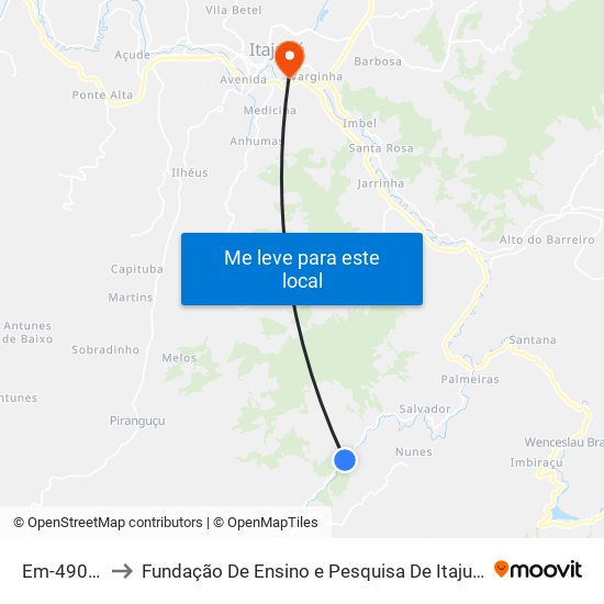 Em-490 Sul to Fundação De Ensino e Pesquisa De Itajubá (FEPI) map