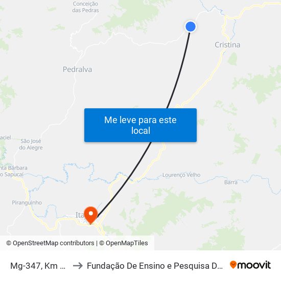 Mg-347, Km 24,2 Sul to Fundação De Ensino e Pesquisa De Itajubá (FEPI) map