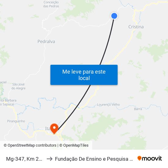 Mg-347, Km 24,2 Norte to Fundação De Ensino e Pesquisa De Itajubá (FEPI) map