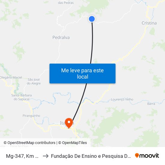 Mg-347, Km 34,7 Sul to Fundação De Ensino e Pesquisa De Itajubá (FEPI) map