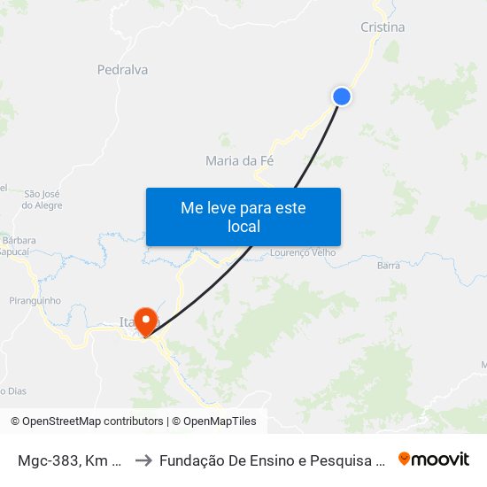 Mgc-383, Km 352,9 Sul to Fundação De Ensino e Pesquisa De Itajubá (FEPI) map