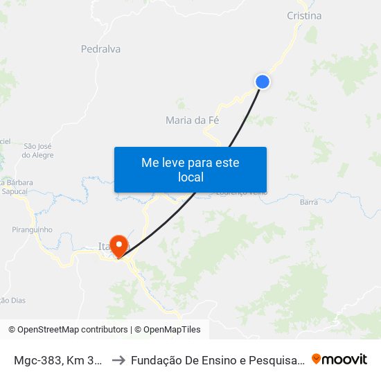 Mgc-383, Km 354,5 Norte to Fundação De Ensino e Pesquisa De Itajubá (FEPI) map