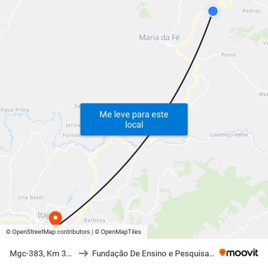 Mgc-383, Km 359,4 Norte to Fundação De Ensino e Pesquisa De Itajubá (FEPI) map