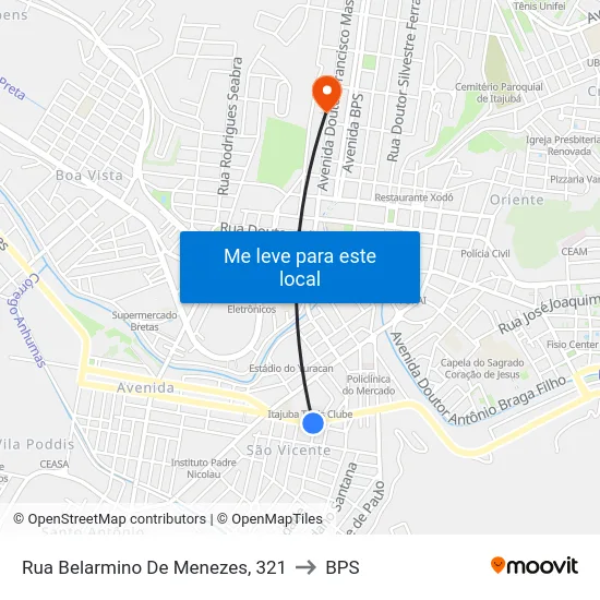 Rua Belarmino De Menezes, 321 to BPS map