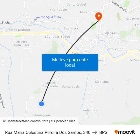 Rua Maria Celestina Pereira Dos Santos, 340 to BPS map