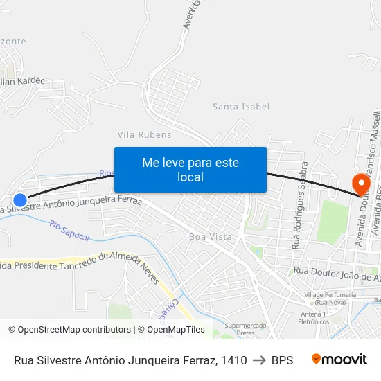 Rua Silvestre Antônio Junqueira Ferraz, 1410 to BPS map