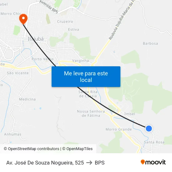 Av. José De Souza Nogueira, 525 to BPS map