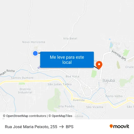 Rua José Maria Peixoto, 255 to BPS map