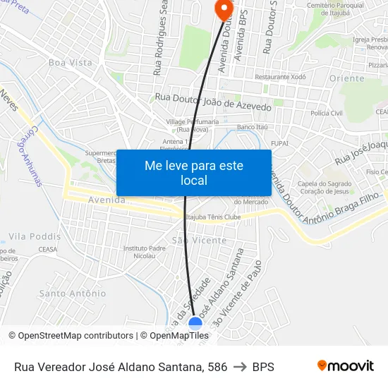 Rua Vereador José Aldano Santana, 586 to BPS map