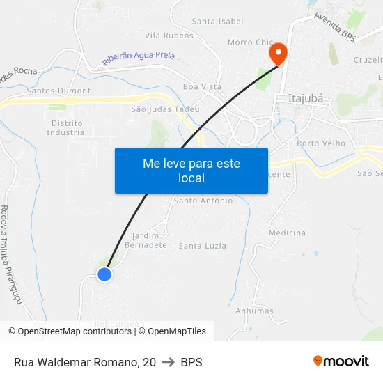 Rua Waldemar Romano, 20 to BPS map