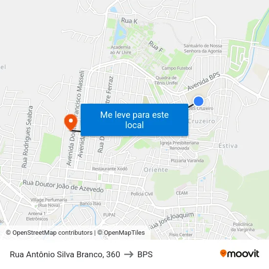 Rua Antônio Silva Branco, 360 to BPS map