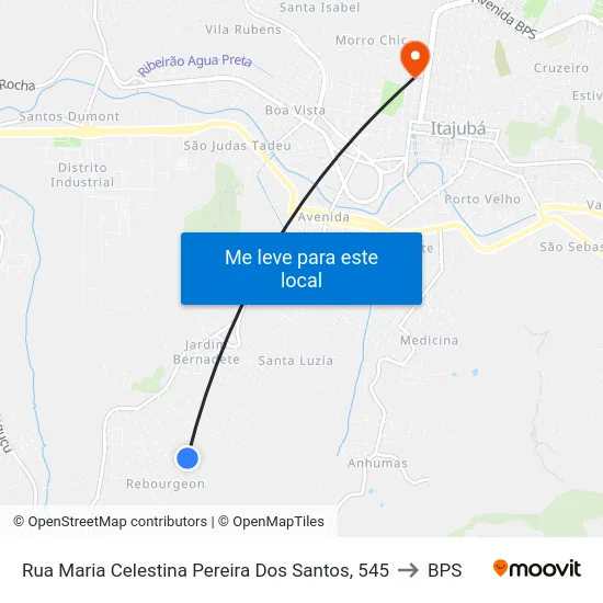 Rua Maria Celestina Pereira Dos Santos, 545 to BPS map
