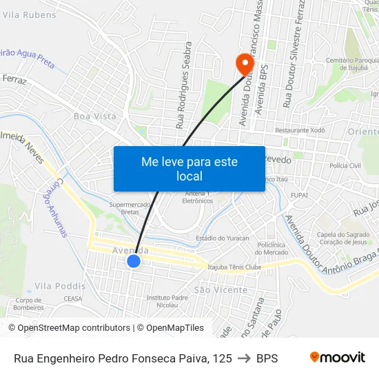 Rua Engenheiro Pedro Fonseca Paiva, 125 to BPS map