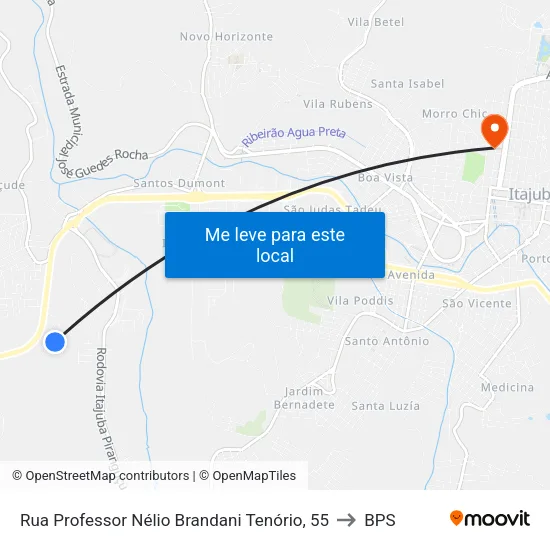 Rua Professor Nélio Brandani Tenório, 55 to BPS map