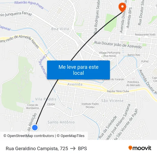 Rua Geraldino Campista, 725 to BPS map