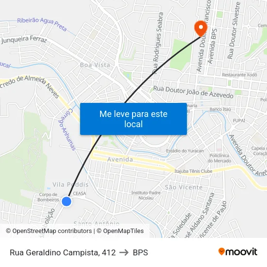 Rua Geraldino Campista, 412 to BPS map