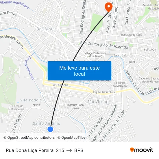 Rua Doná Liça Pereira, 215 to BPS map