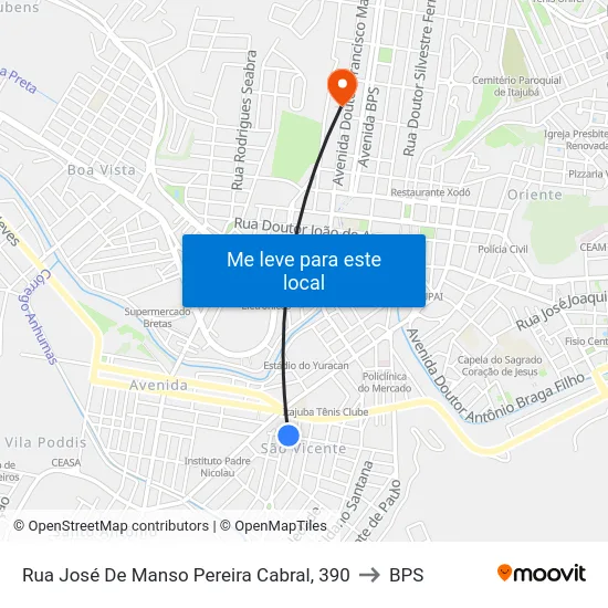 Rua José De Manso Pereira Cabral, 390 to BPS map