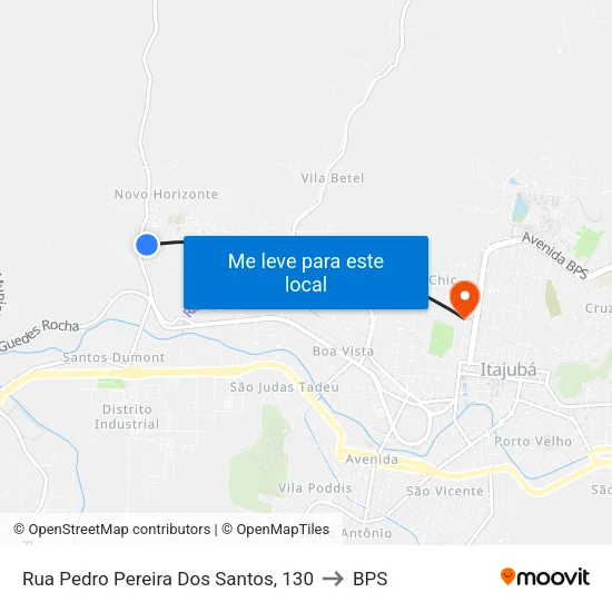 Rua Pedro Pereira Dos Santos, 130 to BPS map