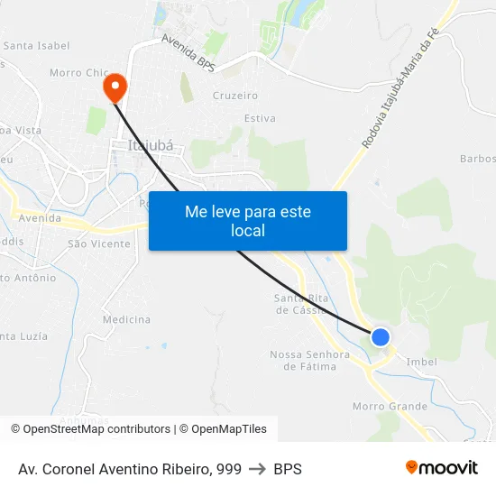 Av. Coronel Aventino Ribeiro, 999 to BPS map