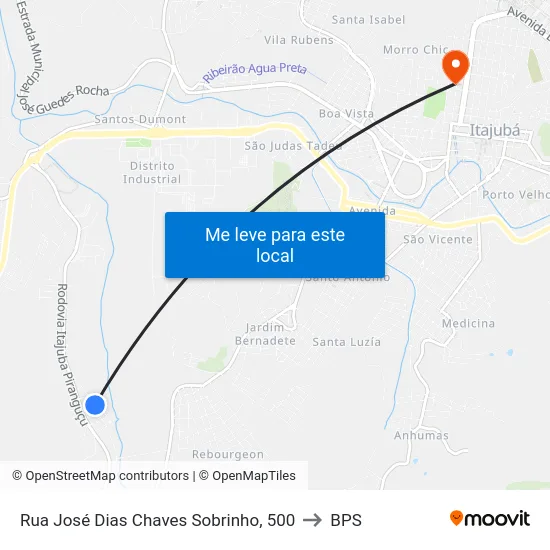 Rua José Dias Chaves Sobrinho, 500 to BPS map