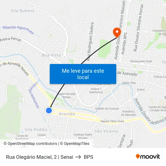 Rua Olegário Maciel, 2 | Senai to BPS map