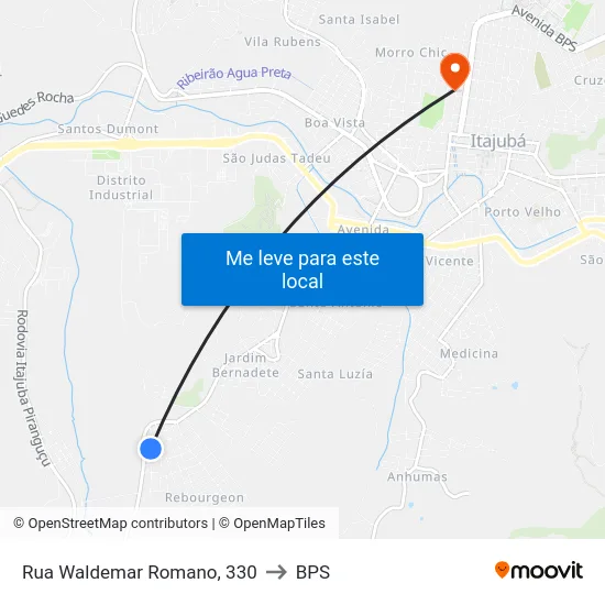 Rua Waldemar Romano, 330 to BPS map