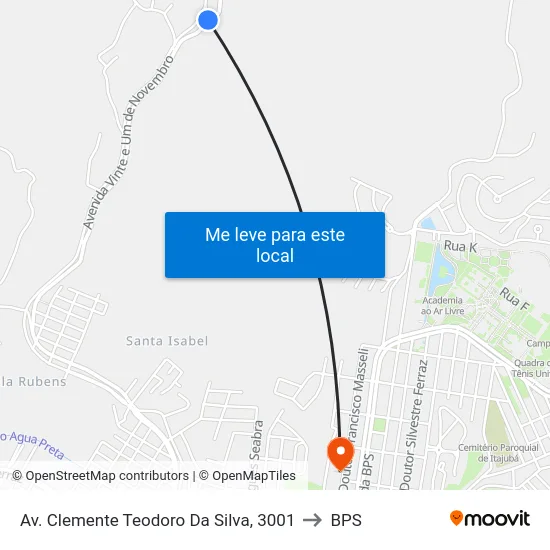 Av. Clemente Teodoro Da Silva, 3001 to BPS map