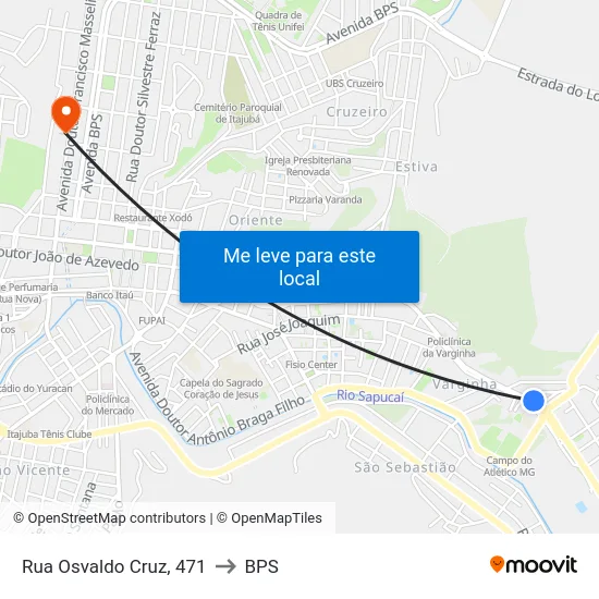 Rua Osvaldo Cruz, 471 to BPS map
