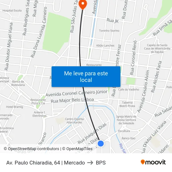 Av. Paulo Chiaradia, 64 | Mercado to BPS map