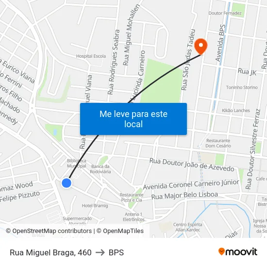 Rua Miguel Braga, 460 to BPS map