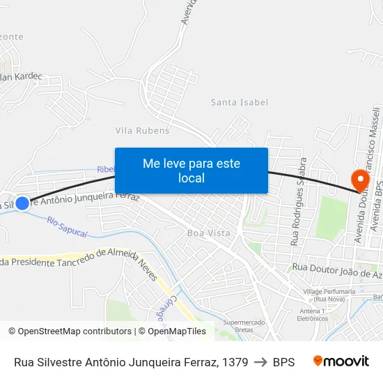 Rua Silvestre Antônio Junqueira Ferraz, 1379 to BPS map