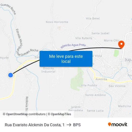 Rua Evaristo Alckmin Da Costa, 1 to BPS map