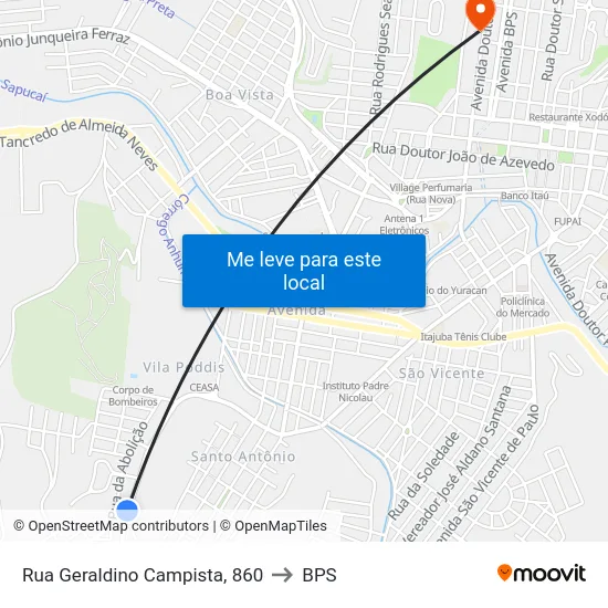 Rua Geraldino Campista, 860 to BPS map