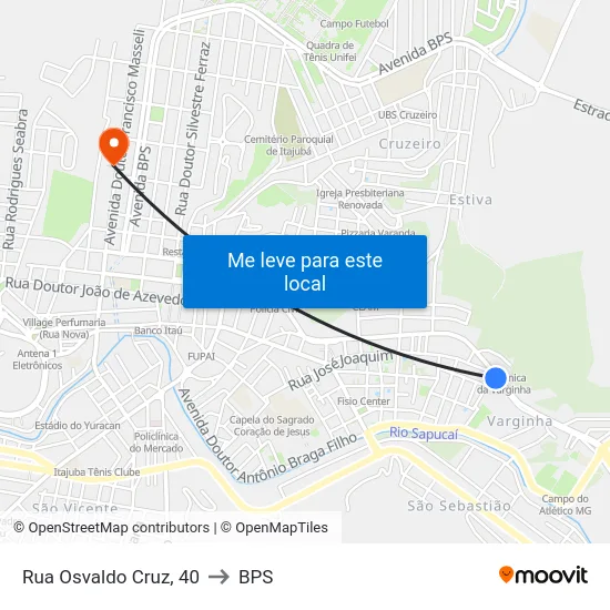 Rua Osvaldo Cruz, 40 to BPS map