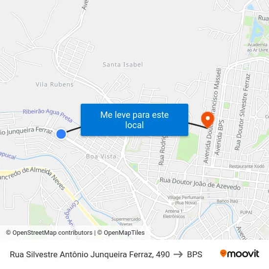 Rua Silvestre Antônio Junqueira Ferraz, 490 to BPS map