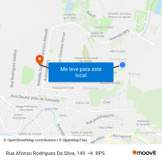 Rua Afonso Rodrigues Da Silva, 149 to BPS map