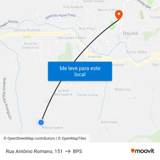 Rua Antônio Romano, 151 to BPS map