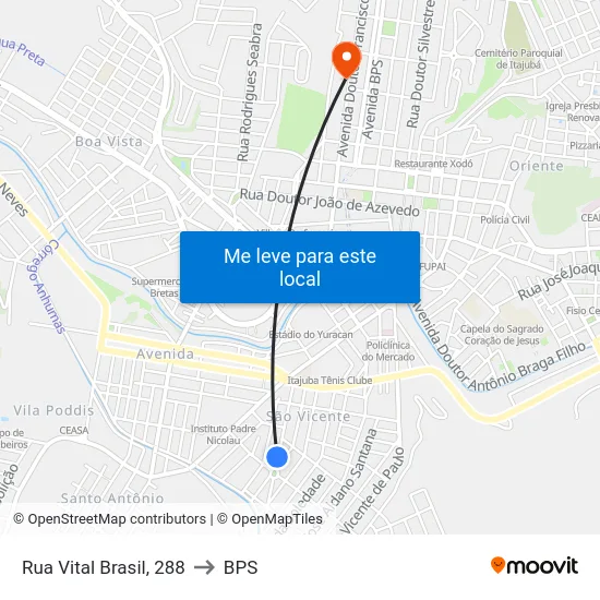 Rua Vital Brasil, 288 to BPS map