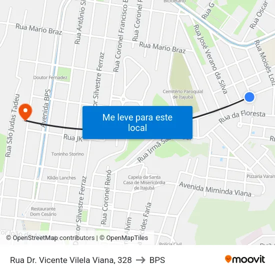 Rua Dr. Vicente Vilela Viana, 328 to BPS map