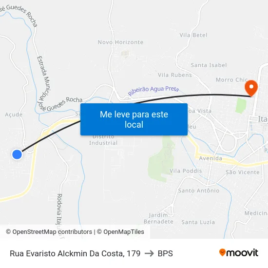 Rua Evaristo Alckmin Da Costa, 179 to BPS map