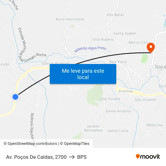 Av. Poços De Caldas, 2700 to BPS map