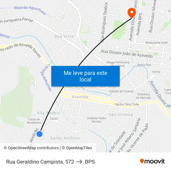 Rua Geraldino Campista, 572 to BPS map