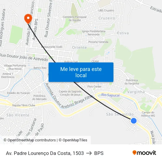 Av. Padre Lourenço Da Costa, 1503 to BPS map