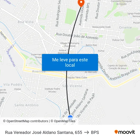 Rua Vereador José Aldano Santana, 655 to BPS map