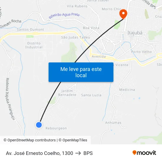 Av. José Ernesto Coelho, 1300 to BPS map